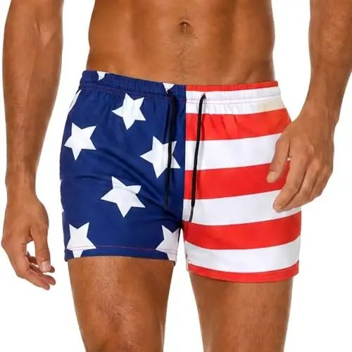 GINGTTO Men's Beach Shorts Bathing Suits with Mesh Lining - 1