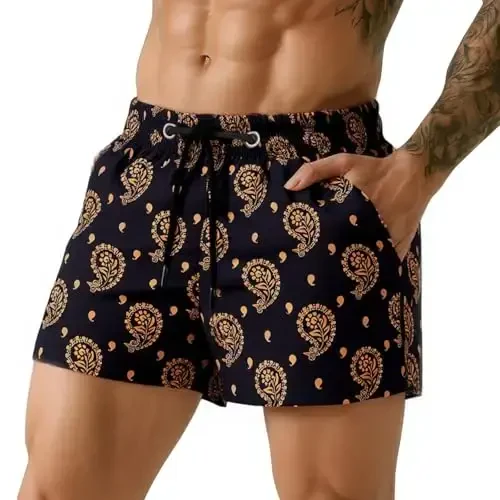 GINGTTO Men's Beach Shorts Bathing Suits with Mesh Lining - 2