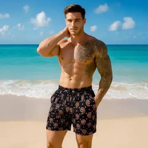 GINGTTO Men's Beach Shorts Bathing Suits with Mesh Lining - 6