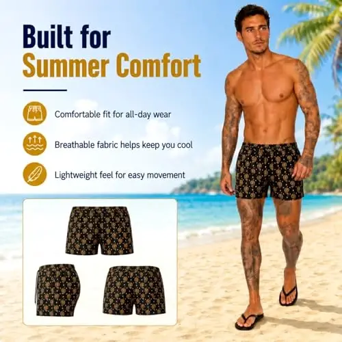 GINGTTO Men's Beach Shorts Bathing Suits with Mesh Lining - 2