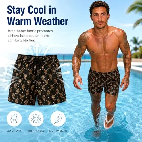 GINGTTO Men's Beach Shorts Bathing Suits with Mesh Lining - 4