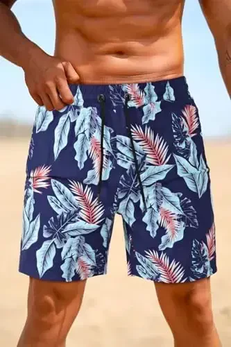 GINGTTO Men's Beach Shorts Bathing Suits with Mesh Lining - 3