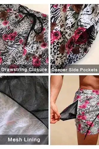 GINGTTO Men's Beach Shorts Bathing Suits with Mesh Lining - 4