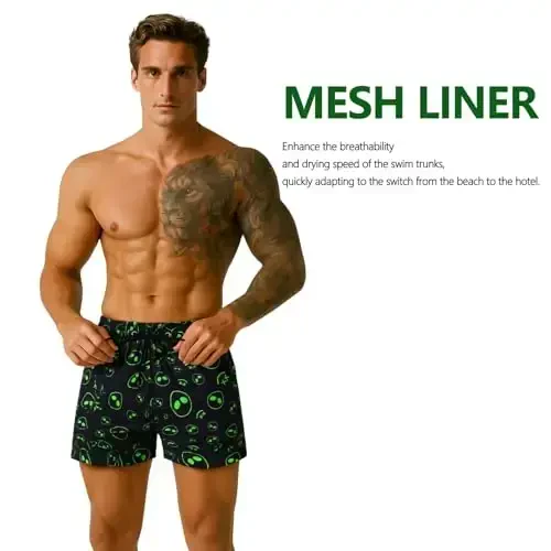 GINGTTO Men's Beach Shorts Bathing Suits with Mesh Lining - 3