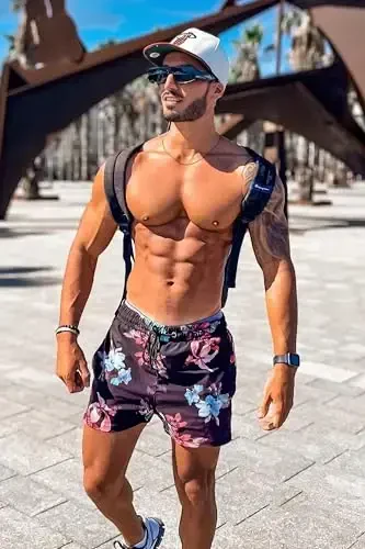 GINGTTO Men's Beach Shorts Bathing Suits with Mesh Lining - 5