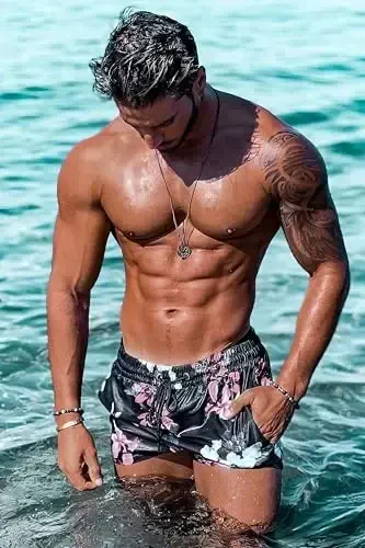 GINGTTO Men's Beach Shorts Bathing Suits with Mesh Lining - 7