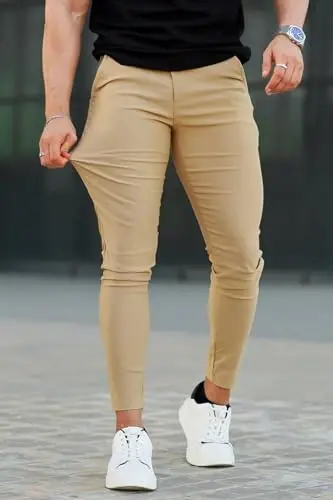 GINGTTO Mens Chinos Pants Slim Fit Stretch Ankle Length Dress | 28 Inch, Chino Twill, Comfortable, Zip Fly, Perfect for Casual, Weddings, Business and Weekends Alike - 5