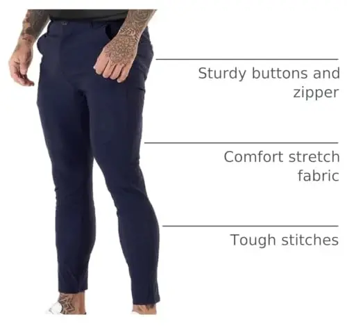 GINGTTO Mens Chinos Pants Slim Fit Stretch Ankle Length Dress | 28 Inch, Chino Twill, Comfortable, Zip Fly, Perfect for Casual, Weddings, Business and Weekends Alike - 4