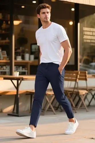 GINGTTO Mens Chinos Pants Slim Fit Stretch Ankle Length Dress | 28 Inch, Chino Twill, Comfortable, Zip Fly, Perfect for Casual, Weddings, Business and Weekends Alike - 5