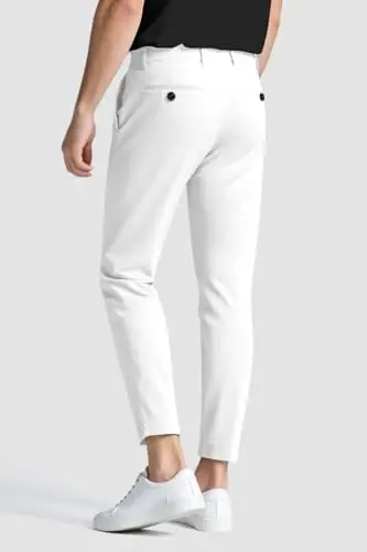 GINGTTO Mens Chinos Pants Slim Fit Stretch Ankle Length Dress | 28 Inch, Chino Twill, Comfortable, Zip Fly, Perfect for Casual, Weddings, Business and Weekends Alike - GINGTTO (1)