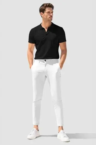 GINGTTO Mens Chinos Pants Slim Fit Stretch Ankle Length Dress | 28 Inch, Chino Twill, Comfortable, Zip Fly, Perfect for Casual, Weddings, Business and Weekends Alike - 3