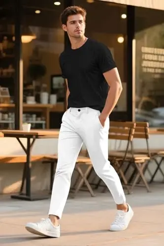 GINGTTO Mens Chinos Pants Slim Fit Stretch Ankle Length Dress | 28 Inch, Chino Twill, Comfortable, Zip Fly, Perfect for Casual, Weddings, Business and Weekends Alike - 4