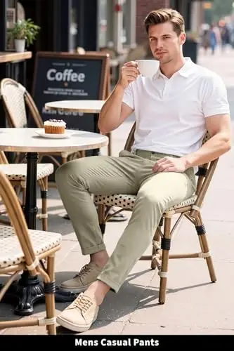 GINGTTO Mens Chinos Pants Slim Fit Stretch Ankle Length Dress | 28 Inch, Chino Twill, Comfortable, Zip Fly, Perfect for Casual, Weddings, Business and Weekends Alike - 3