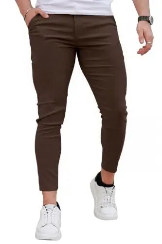 GINGTTO Mens Chinos Pants Slim Fit Stretch Ankle Length Dress | 28 Inch, Chino Twill, Comfortable, Zip Fly, Perfect for Casual, Weddings, Business and Weekends Alike - 1