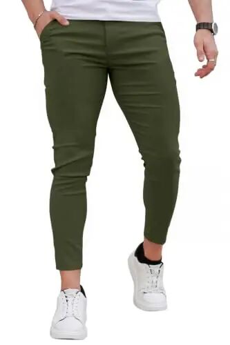 GINGTTO Mens Chinos Pants Slim Fit Stretch Ankle Length Dress | 28 Inch, Chino Twill, Comfortable, Zip Fly, Perfect for Casual, Weddings, Business and Weekends Alike - 1