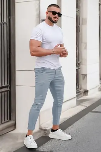 GINGTTO Mens Chinos Pants Slim Fit Stretch Ankle Length Dress | 28 Inch, Chino Twill, Comfortable, Zip Fly, Perfect for Casual, Weddings, Business and Weekends Alike - 6