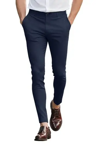 GINGTTO Mens Dress Pants Slim Fit Stretch Chino Pants for Men - 1