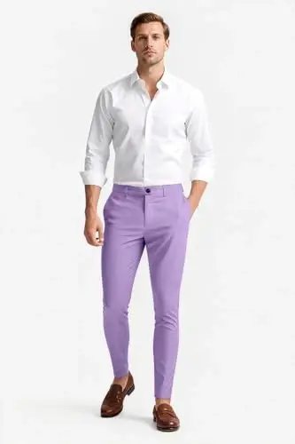 GINGTTO Mens Dress Pants Slim Fit Stretch Flat Front Chino | Super Stretchy,Wrinkle Resistant,Suitable for Business,Weddings,Golf,Dates and Casual - 3