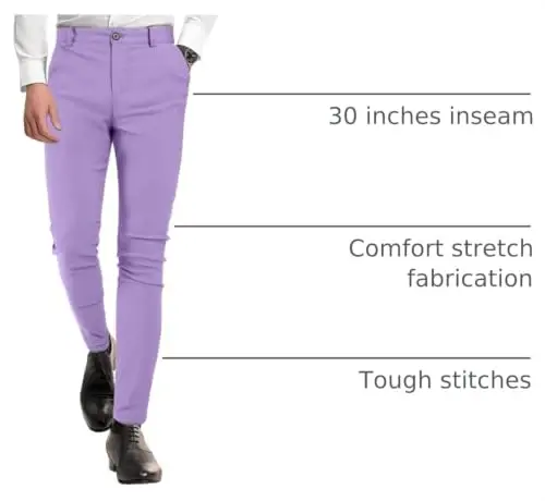 GINGTTO Mens Dress Pants Slim Fit Stretch Flat Front Chino | Super Stretchy,Wrinkle Resistant,Suitable for Business,Weddings,Golf,Dates and Casual - 4