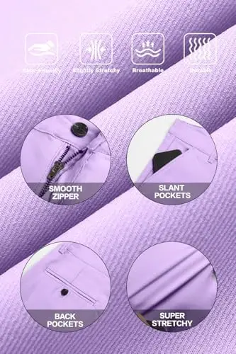 GINGTTO Mens Dress Pants Slim Fit Stretch Flat Front Chino | Super Stretchy,Wrinkle Resistant,Suitable for Business,Weddings,Golf,Dates and Casual - 5