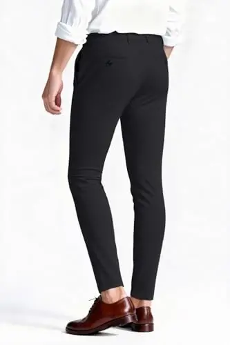GINGTTO Mens Dress Pants Slim Fit Stretch Flat Front Chino | Super Stretchy,Wrinkle Resistant,Suitable for Business,Weddings,Golf,Dates and Casual - GINGTTO (1)