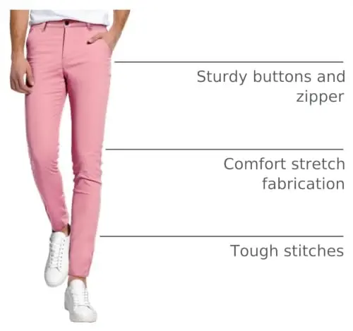 GINGTTO Mens Dress Pants Slim Fit Stretch Flat Front Chino | Super Stretchy,Wrinkle Resistant,Suitable for Business,Weddings,Golf,Dates and Casual - 4