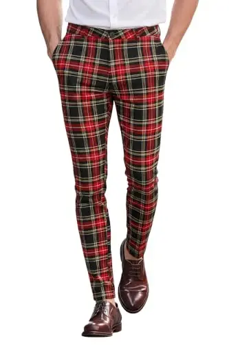 GINGTTO Mens Dress Pants Slim Fit Stretch Flat Front Chino | Super Stretchy,Wrinkle Resistant,Suitable for Business,Weddings,Golf,Dates and Casual - 1
