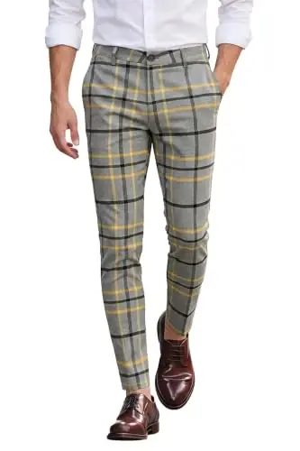 GINGTTO Mens Dress Pants Slim Fit Stretch Flat Front Chino | Super Stretchy,Wrinkle Resistant,Suitable for Business,Weddings,Golf,Dates and Casual - 1
