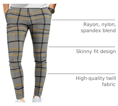 GINGTTO Mens Dress Pants Slim Fit Stretch Flat Front Chino | Super Stretchy,Wrinkle Resistant,Suitable for Business,Weddings,Golf,Dates and Casual - 4