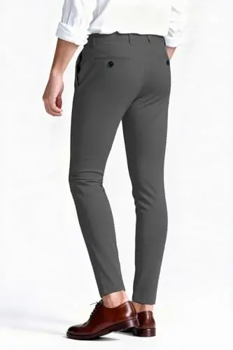 GINGTTO Mens Dress Pants Slim Fit Stretch Flat Front Chino | Super Stretchy,Wrinkle Resistant,Suitable for Business,Weddings,Golf,Dates and Casual - GINGTTO (1)