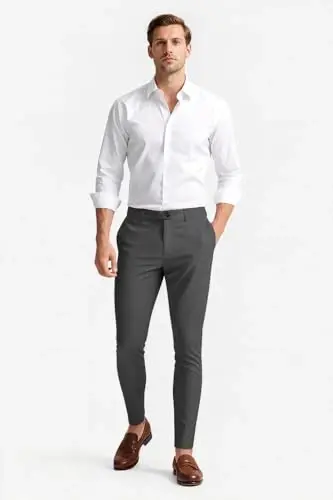 GINGTTO Mens Dress Pants Slim Fit Stretch Flat Front Chino | Super Stretchy,Wrinkle Resistant,Suitable for Business,Weddings,Golf,Dates and Casual - 3