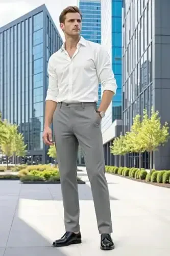 GINGTTO Mens Dress Pants Slim Fit Stretch Formal Pants for Men - 4