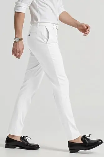 GINGTTO Mens Dress Pants Slim Fit Stretch Skinny Slacks Tapered Leg | 28in,30in,32in, Ankle length, Business, Stretch, Formal - GINGTTO (1)
