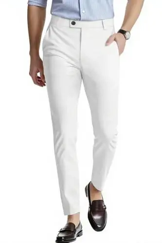 GINGTTO Mens Dress Pants Slim Fit Stretch Skinny Slacks Tapered Leg | 28in,30in,32in, Ankle length, Business, Stretch, Formal - 1