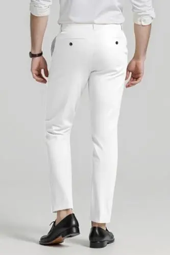 GINGTTO Mens Dress Pants Slim Fit Stretch Skinny Slacks Tapered Leg | 28in,30in,32in, Ankle length, Business, Stretch, Formal - 4