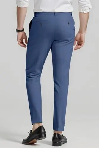 GINGTTO Mens Dress Pants Slim Fit Stretch Skinny Slacks Tapered Leg | 28in,30in,32in, Ankle length, Business, Stretch, Formal - 4