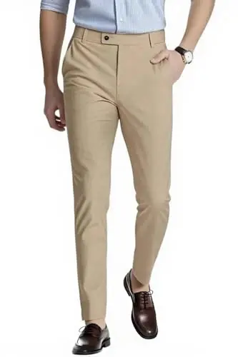 GINGTTO Mens Dress Pants Slim Fit Stretch Skinny Slacks Tapered Leg | 28in,30in,32in, Ankle length, Business, Stretch, Formal - 1