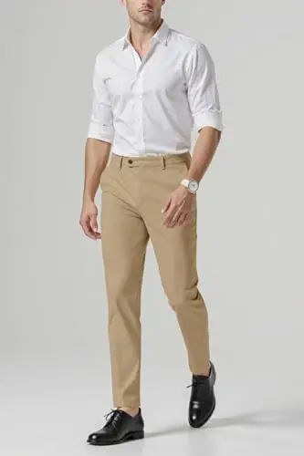 GINGTTO Mens Dress Pants Slim Fit Stretch Skinny Slacks Tapered Leg | 28in,30in,32in, Ankle length, Business, Stretch, Formal - 3