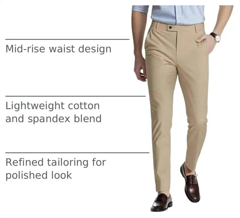 GINGTTO Mens Dress Pants Slim Fit Stretch Skinny Slacks Tapered Leg | 28in,30in,32in, Ankle length, Business, Stretch, Formal - 4