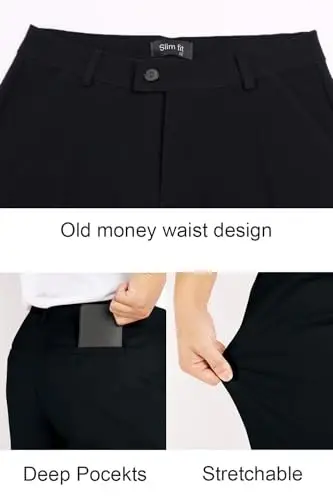 GINGTTO Mens Dress Pants Slim Fit Stretch Skinny Slacks Tapered Leg | 28in,30in,32in, Ankle length, Business, Stretch, Formal - 4