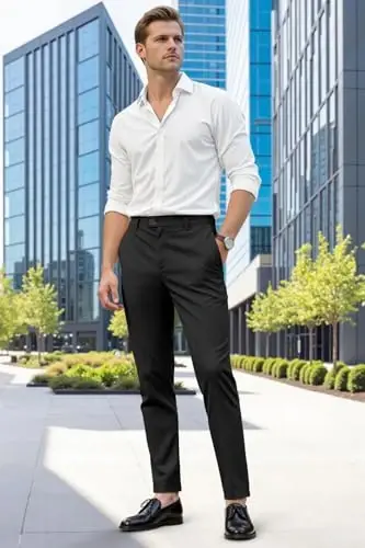 GINGTTO Mens Dress Pants Slim Fit Stretch Skinny Slacks Tapered Leg | 28in,30in,32in, Ankle length, Business, Stretch, Formal - 6