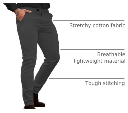 GINGTTO Mens Dress Pants Slim Fit Stretch Skinny Slacks Tapered Leg | 28in,30in,32in, Ankle length, Business, Stretch, Formal - 4