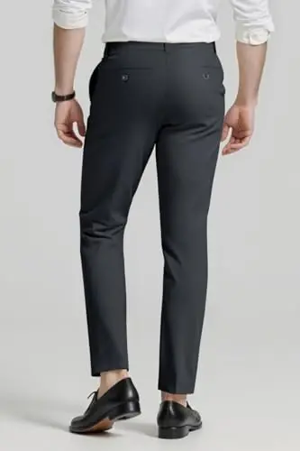 GINGTTO Mens Dress Pants Slim Fit Stretch Skinny Slacks Tapered Leg | 28in,30in,32in, Ankle length, Business, Stretch, Formal - 5