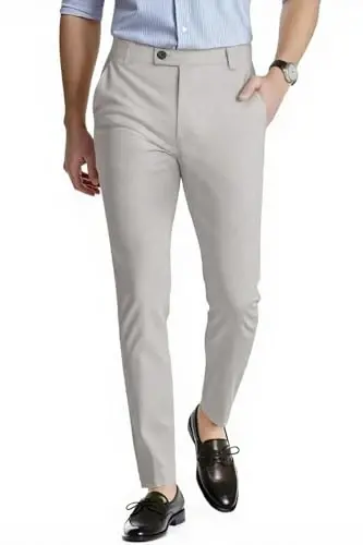 GINGTTO Mens Dress Pants Slim Fit Stretch Skinny Slacks Tapered Leg | 28in,30in,32in, Ankle length, Business, Stretch, Formal - 1