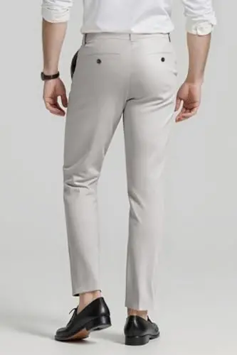 GINGTTO Mens Dress Pants Slim Fit Stretch Skinny Slacks Tapered Leg | 28in,30in,32in, Ankle length, Business, Stretch, Formal - 5