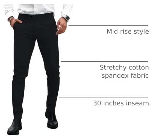 GINGTTO Mens Dress Pants Slim Fit Stretch Skinny Slacks Tapered Leg | 28in,30in,32in, Ankle length, Business, Stretch, Formal - 4