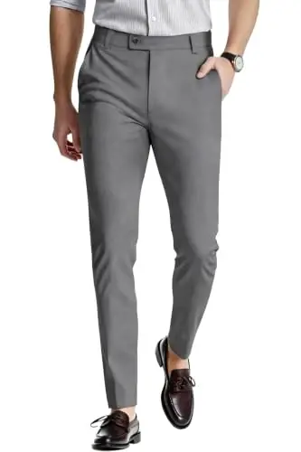 GINGTTO Mens Dress Pants Slim Fit Stretch Skinny Slacks Tapered Leg | 28in,30in,32in, Ankle length, Business, Stretch, Formal - 1