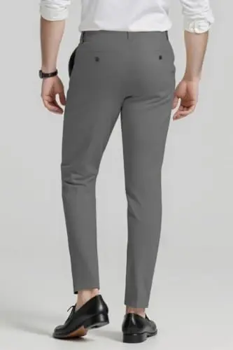 GINGTTO Mens Dress Pants Slim Fit Stretch Skinny Slacks Tapered Leg | 28in,30in,32in, Ankle length, Business, Stretch, Formal - 5