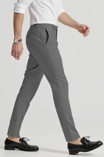 GINGTTO Mens Dress Pants Slim Fit Stretch Skinny Slacks Tapered Leg | 28in,30in,32in, Ankle length, Business, Stretch, Formal - GINGTTO (1)