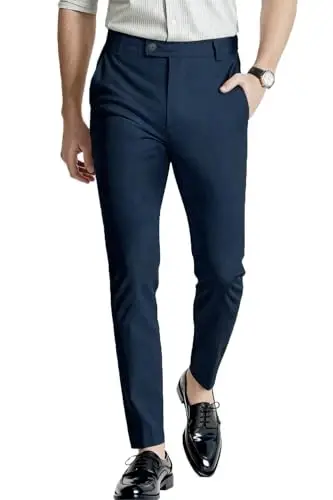 GINGTTO Mens Dress Pants Slim Fit Stretch Skinny Slacks Tapered Leg | 28in,30in,32in, Ankle length, Business, Stretch, Formal - 1